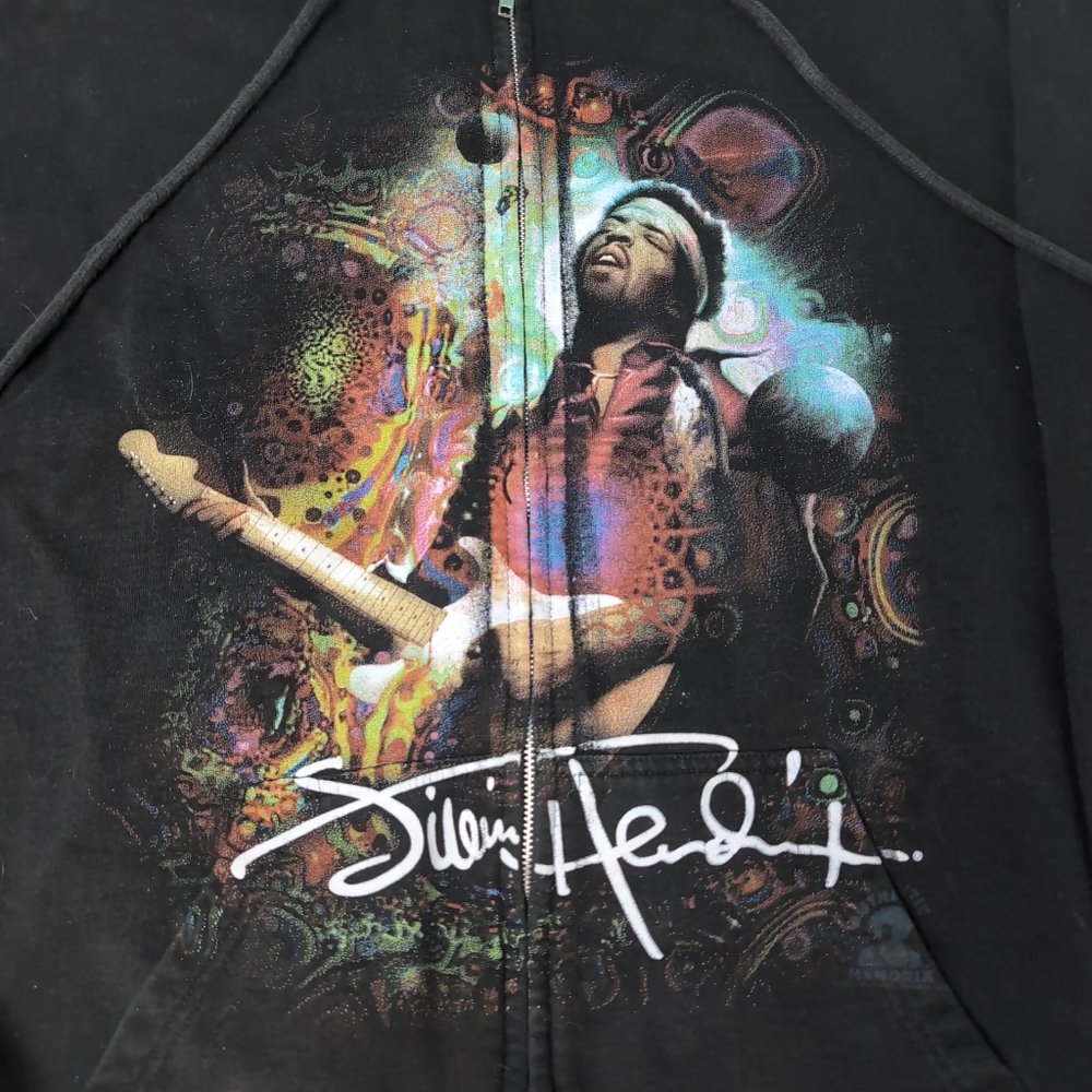 Liquid Blue Jimi Hendrix Angel Black Full Zip Hoodie - Picture 2 of 7